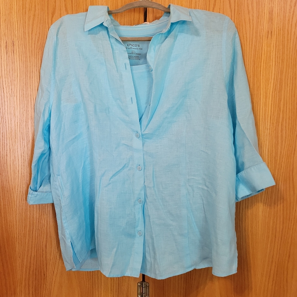 Chico's 2 pc set, light blue,  sz 2
